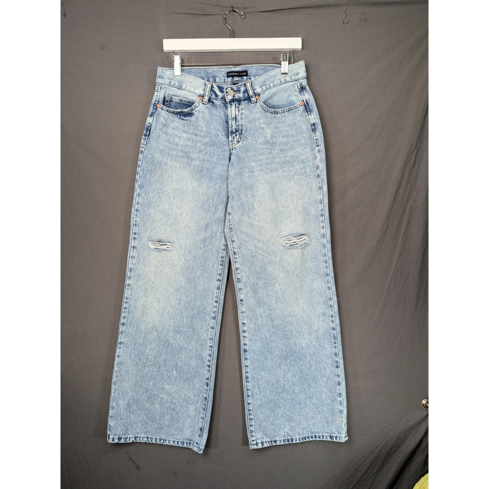 Sincerely Jules Women Light Wash Distressed Wide Leg Jeans Size 3/26 7951